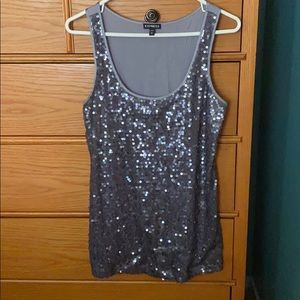 Express grey sequin tank sz Med